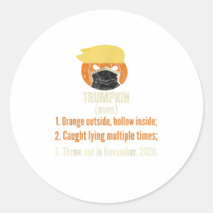 Masked Pumpkin Trumpkin Funny Halloween Anti Runder Aufkleber