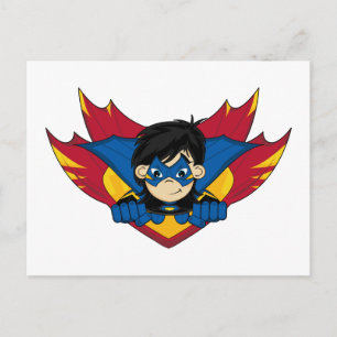 Masked Superhero Girl Postcard Postkarte