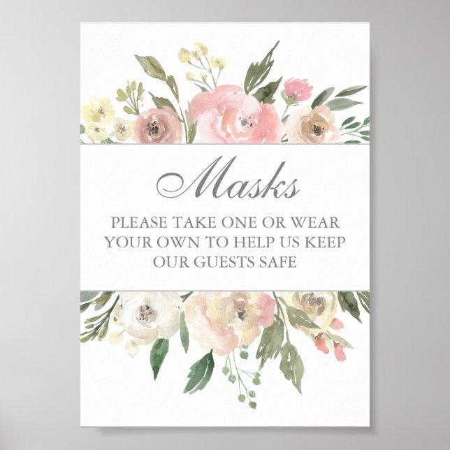 Masken Covid Safety Elegantes Blumenplakat Poster (Vorne)
