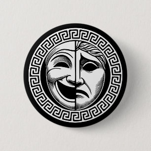 Masken des antiken griechischen Theaters Button