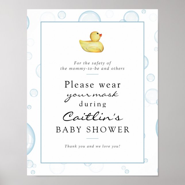Masken erforderliches Baby-Rubber-Duck-Duckschild Poster (Vorne)