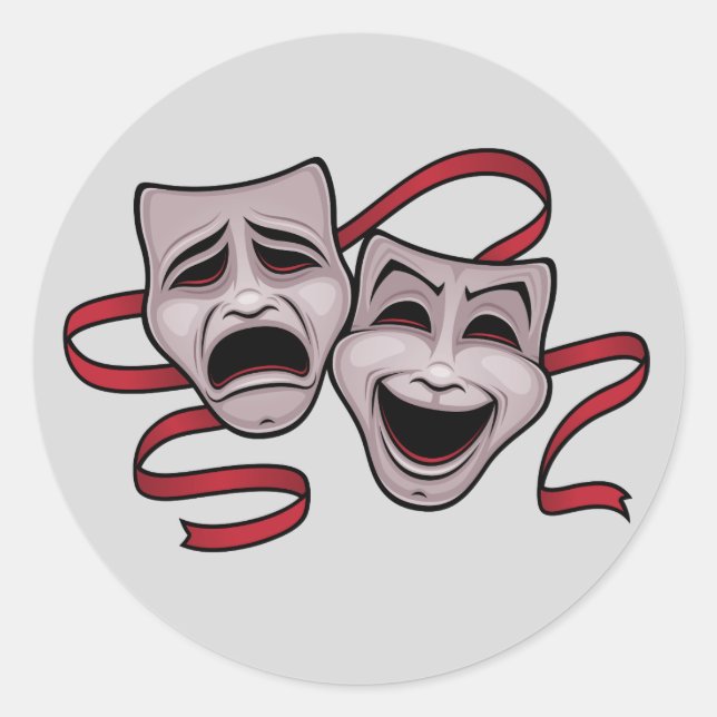 Masken für Comedy und Tragedy Theater Runder Aufkleber (Vorderseite)