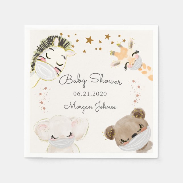 Masken für das Gesicht von Tieren Babydusche Serviette (Vorderseite)