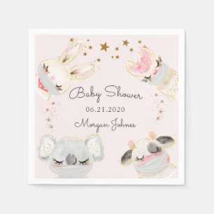 Masken für süße Tiere Babydusche Monogramm Serviette