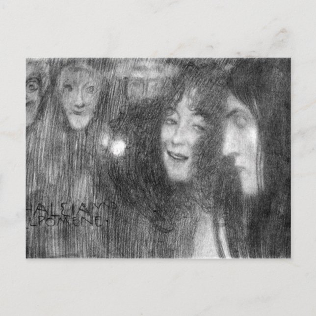 Masken Thalia und Melpomene durch Klimt Postkarte (Vorderseite)