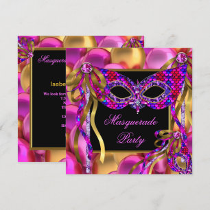 Masken zum Maskenball Rosa Lila Blau Geburtstag Einladung