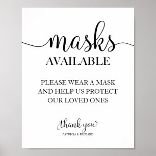 Masken zur Verfügung einfache kalligraphische Hoch Poster