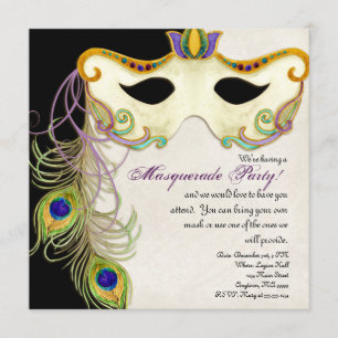 Maskenball-Einladung - Pfauen-Masquerade - Party-E Einladung