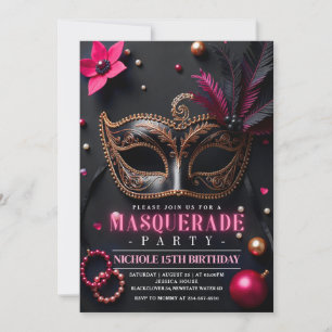 Maskenball Elegante rosa Einladung Party