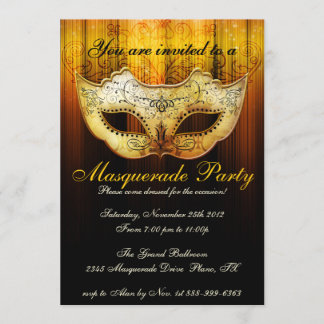 Maskenball-Feier Fancy Goldene Einladung