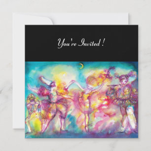 MASKENBALL, Mardi Gras Masken, Tanz, Musik Einladung