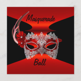 Maskenball-Masken Rot Seide Schwarz Einladung Part
