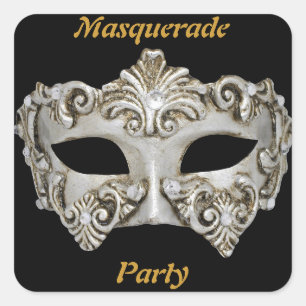 Maskenball-Party-Aufkleber Quadratischer Aufkleber