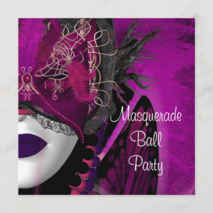 Maskenball-Party-Maske Schwarz Pink Lila Mädchen Einladung