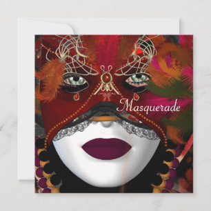 Maskenball-Party-Maske Schwarz Rot 2 Einladung