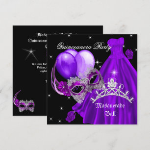 Maskenball Quinceanera Geburtstag Lila Rose Einladung