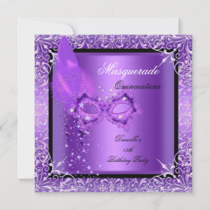 Maskenball Violette Maske Quinceanera-Party Einladung