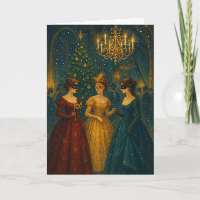 Maskenball-Weihnachtskarte Karte (Vorderseite)