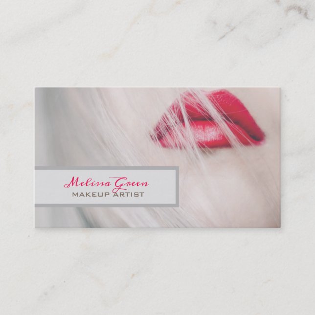 Maskenbildner Kosmetologin Red lips Friseur Visitenkarte (Vorderseite)
