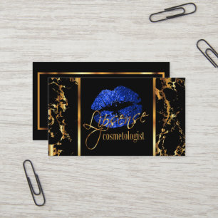 Maskenbildner mit Marmorgold u. blauen Akzenten Visitenkarte