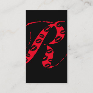 Maskenbildner-Monogramm-Skript-Initialen-Schwarzes Visitenkarte