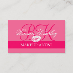 Maskenbildner-Monogramm-Visitenkarte-Pink Visitenkarte