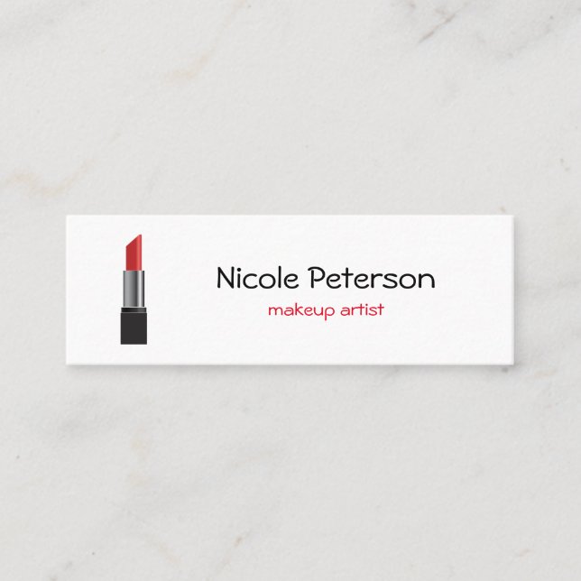 Maskenbildner-Rot-Lippenstift Mini Visitenkarte (Vorderseite)