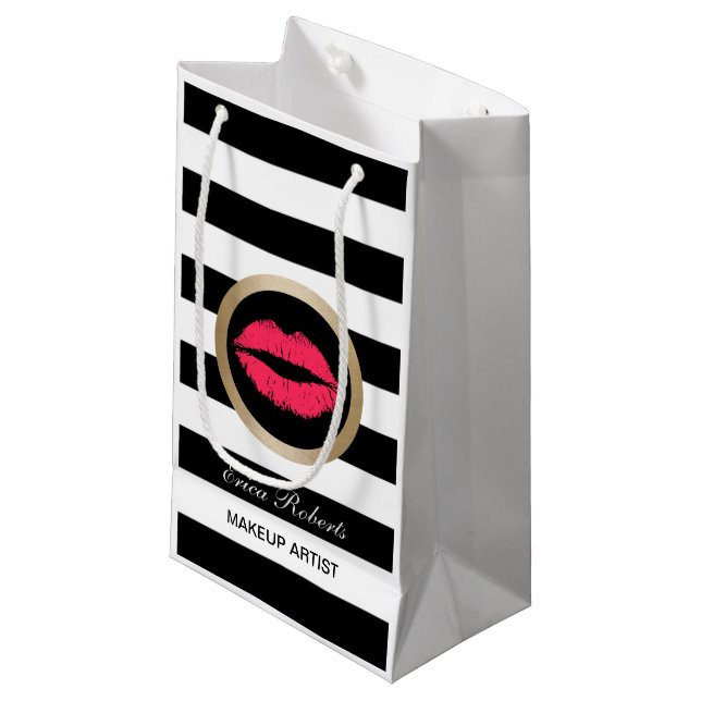 Maskenbildner-roter Lippenkosmetik-Verteiler Kleine Geschenktüte (Vorderseite Schrägansicht)