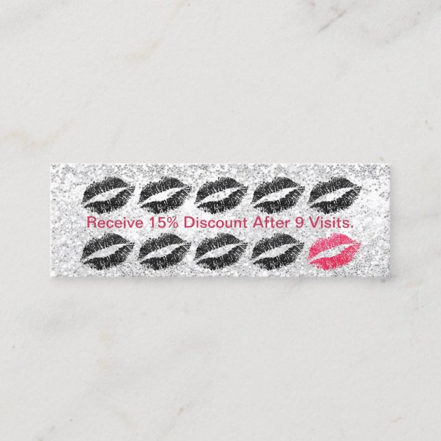 Maskenbildner-Salon-Schwarz-Lippensilberne Treuekarte (Vorderseite)