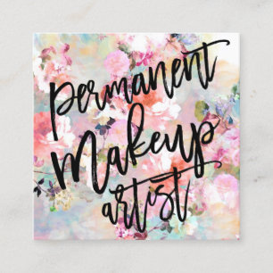 Maskenbildnertypographiemodernes BlumenAquarell Quadratische Visitenkarte