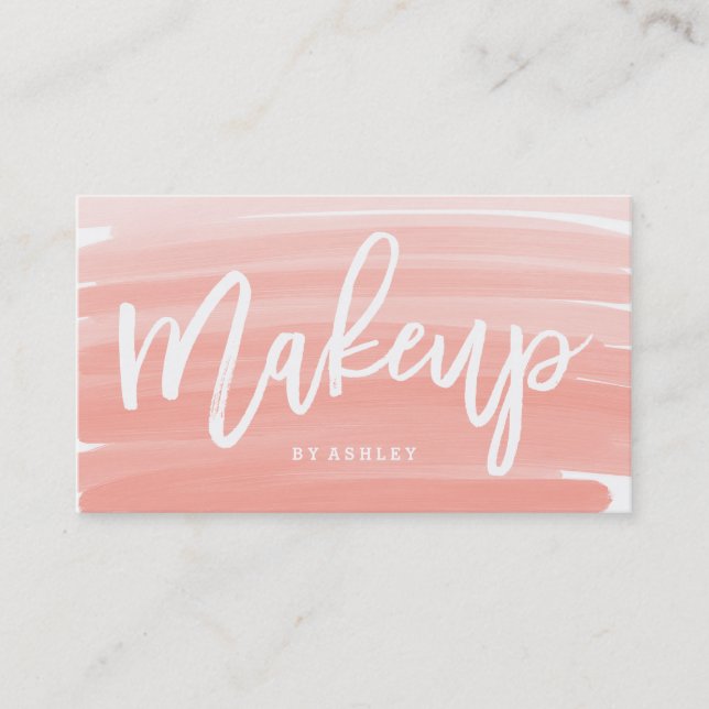 Maskenbildnertypographierosa ombre Brushstrokes Visitenkarte (Vorderseite)