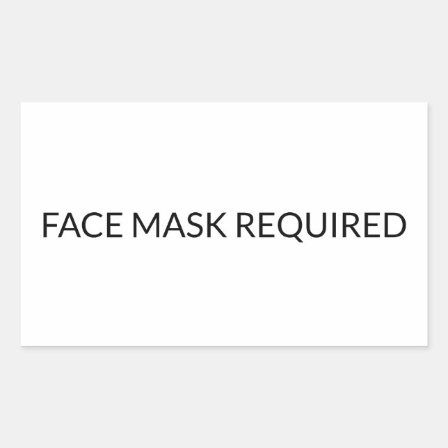 Maskenmaske Erforderlich einfach schwarz und weiß Rechteckiger Aufkleber (Vorderseite)