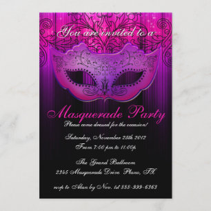 Maskenparty-Feier Rosa & Lila Einladung