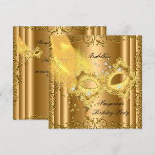 Maskenparty Gold Bronze Gelbe Maske Einladung
