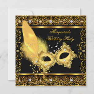 Maskenparty Gold Schwarz Gelbe Maske 4 Einladung