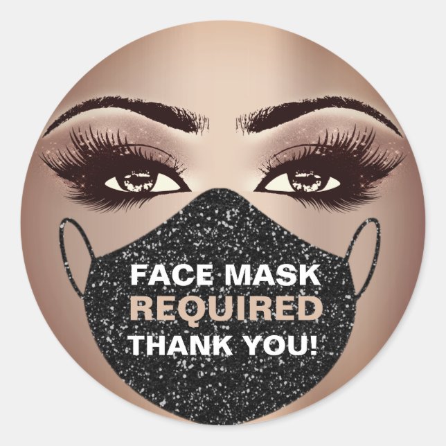 Maskenverkleidung erforderlich Makeup Lash Covid Runder Aufkleber (Vorderseite)
