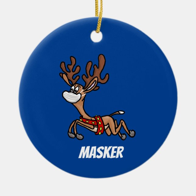 Masker the Rentier Christmas Ornament (Vorne)