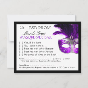 Maskerade-Antwort-Karten RSVP Karte