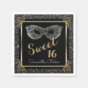 Maskerade-Ball-Silber-Gold 16. Geburtstag des Serviette