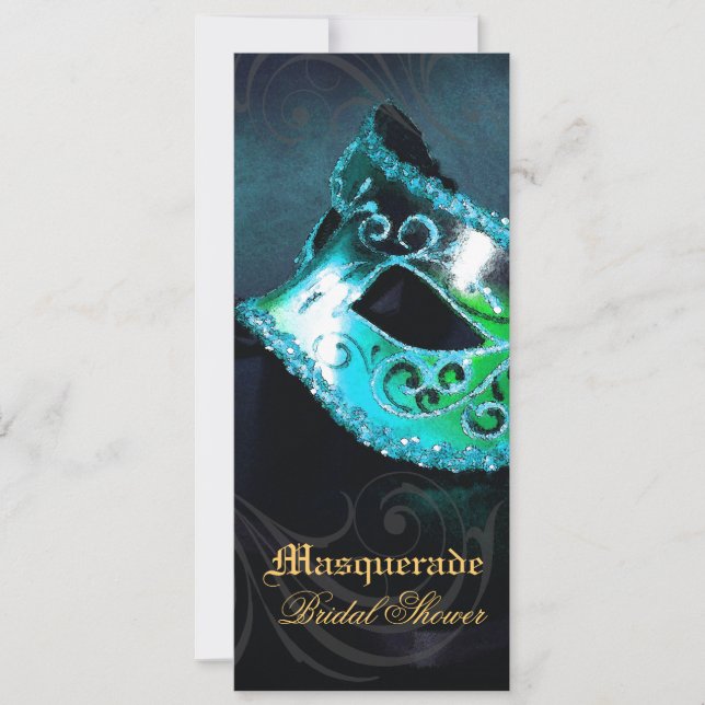 Maskerade-Brautparty-Einladung Venedigs aquamarine Einladung (Vorderseite)
