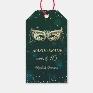 Maskerade Gold Diamanten Grün Sweet 16 Geschenkanhänger