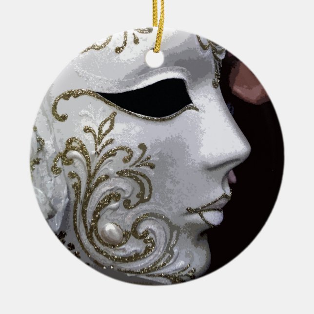 MASKERADE (GOLD) KERAMIK ORNAMENT (Vorne)