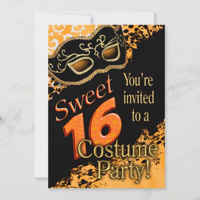 Maskerade-Kostüm-Party des Bonbon-16 Einladung (Vorderseite)