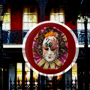 Maskerade, Mardi Gras-Maske  Button