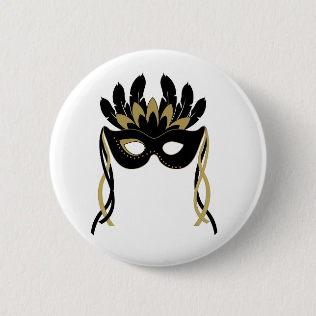 Maskerade-Maske im Schwarzen und im Button (Vorderseite)