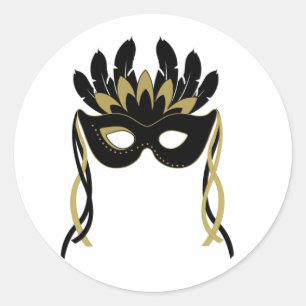 Maskerade-Maske in den Schwarz-und Goldaufklebern Runder Aufkleber