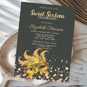 Maskerade,Maske,Punkte,Konfetti Sweet 16 Einladung