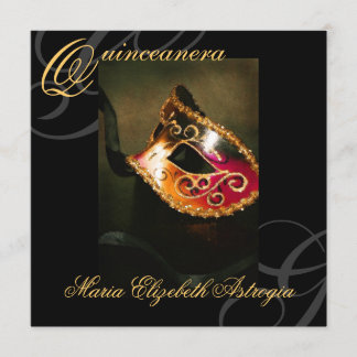 Maskerade-Masken-GoldQuinceanera Party Einladung