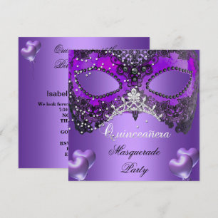 Maskerade Quinceanera 15 Lila Geburtstag Einladung