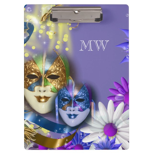 Maskerade quinceanera venezianische Masken Klemmbrett (Vorderseite)